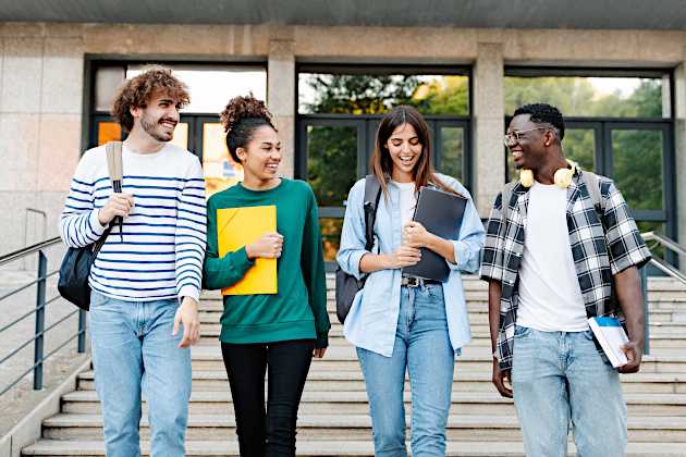 diverse group of college students talking