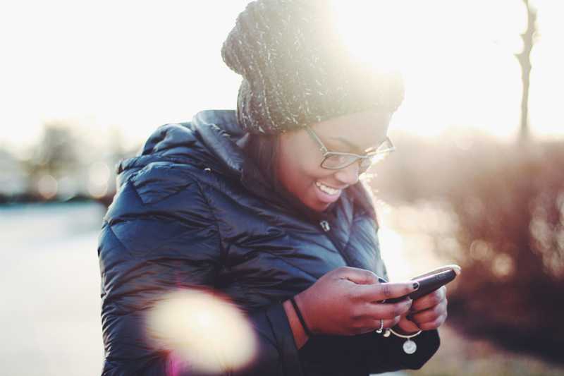 Student on mobile device