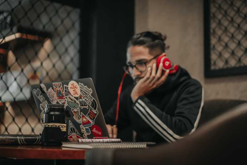 Student working on laptop