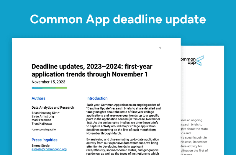 Cover page, November 1 deadline update. 