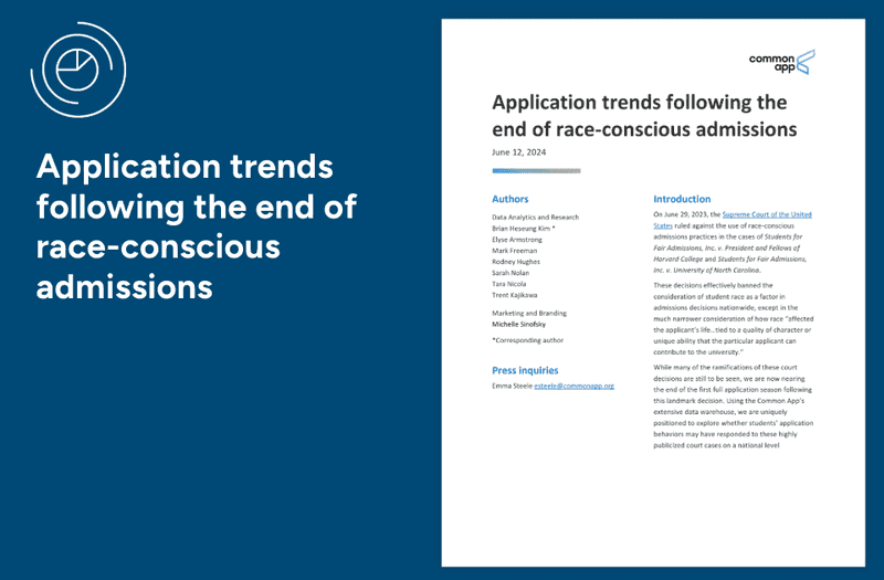 Cover page, application trends at the end of race-conscious admissions.