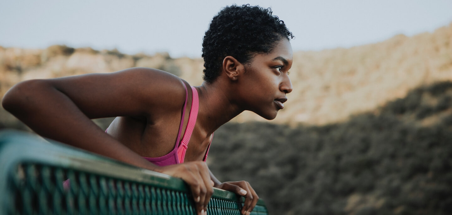 Person getting ready before running