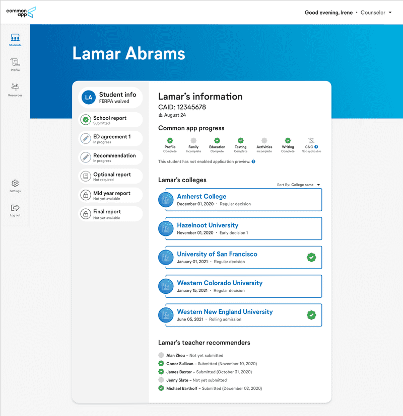 Common App Recommender System