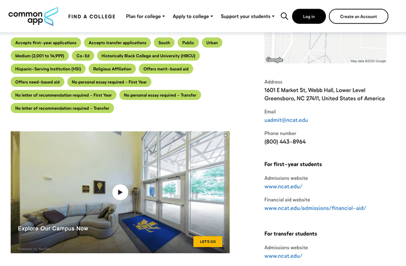 Common App virtual tours