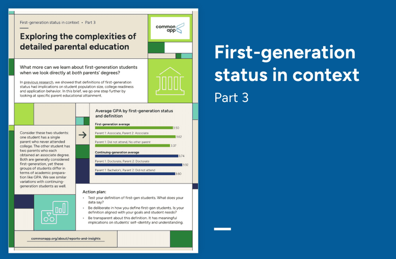 Cover page, first-generation status, part 3.