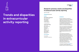 Cover page, report on trends in extracurricular activity reporting.