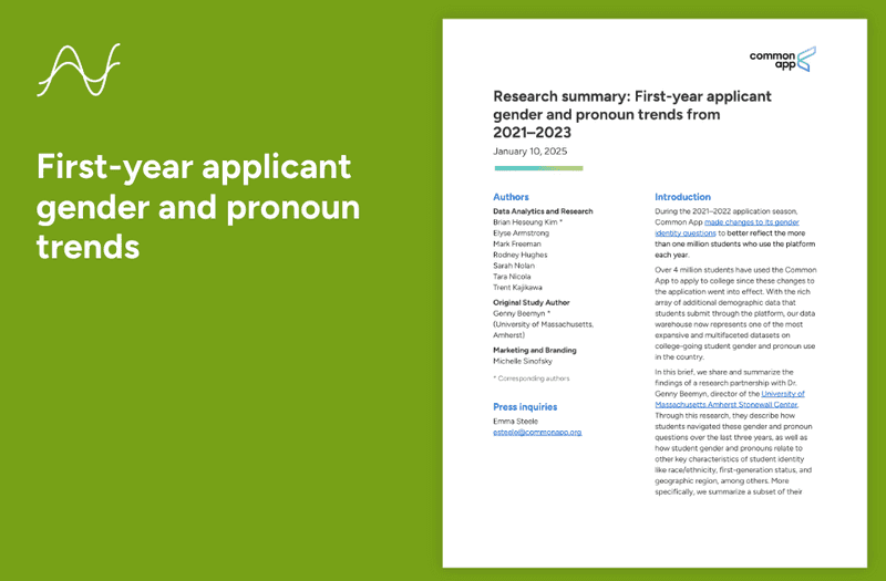 Cover page, gender and pronoun trends brief.
